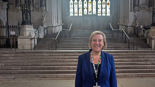 Lisa on her first day at Westminster