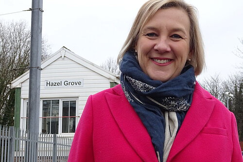 Lisa Smart MP at Hazel Grove station