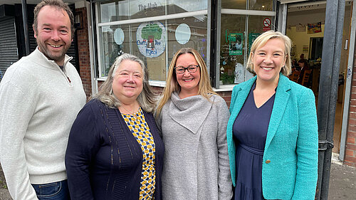 New candidate Rachel Bresnahan, with councillors Mark Roberts and Angie Clark, and MP Lisa Smart