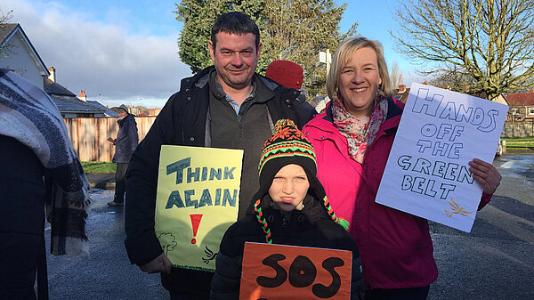 Lisa Smart protesting to save the green belt