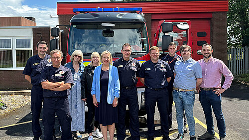 Local councillors with the fire crew from Offerton